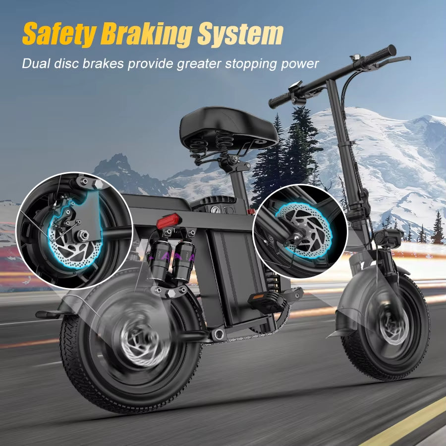 48V 250W Rear-Drive Electric Bike Adult off Road Bicycles Range 35Km Sport Bikes Fat Tire Electric Folding Bike