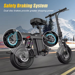 48V 250W Rear-Drive Electric Bike Adult off Road Bicycles Range 35Km Sport Bikes Fat Tire Electric Folding Bike
